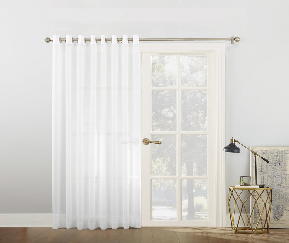 No. 918 Emily Voile Sliding Door Patio Solid SemiSheer Grommet Single